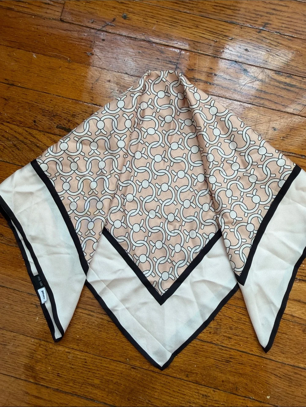 Cafuné Locked C Silk Scarf with Black Trim